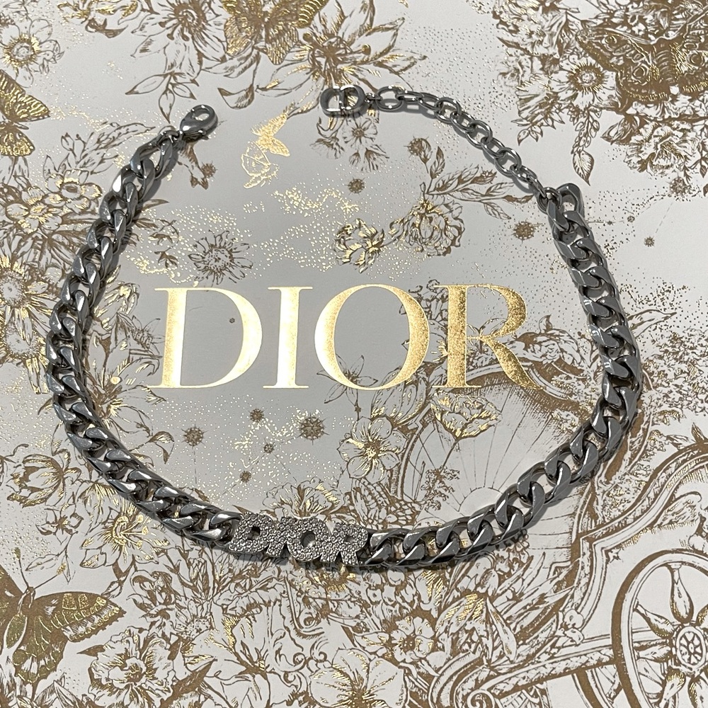 DIOR Strass silver choker necklace plus velvet j’adior choker necklace